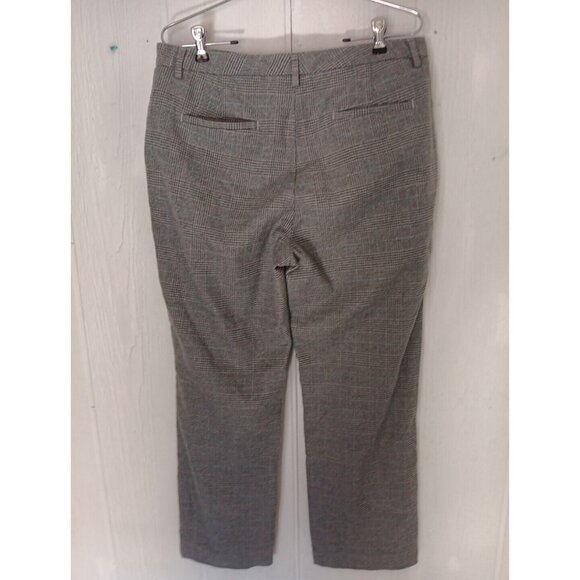LL Bean Pants Classic Fit Womens Petite 12P Cotton Flannel Gray Houndstooth - Picture 2 of 7